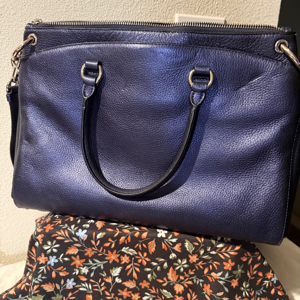 Coach Blue Shimmer Glimmer Metallic Satchel Rare Htf BNNU NWOT - Picture 2 of 14